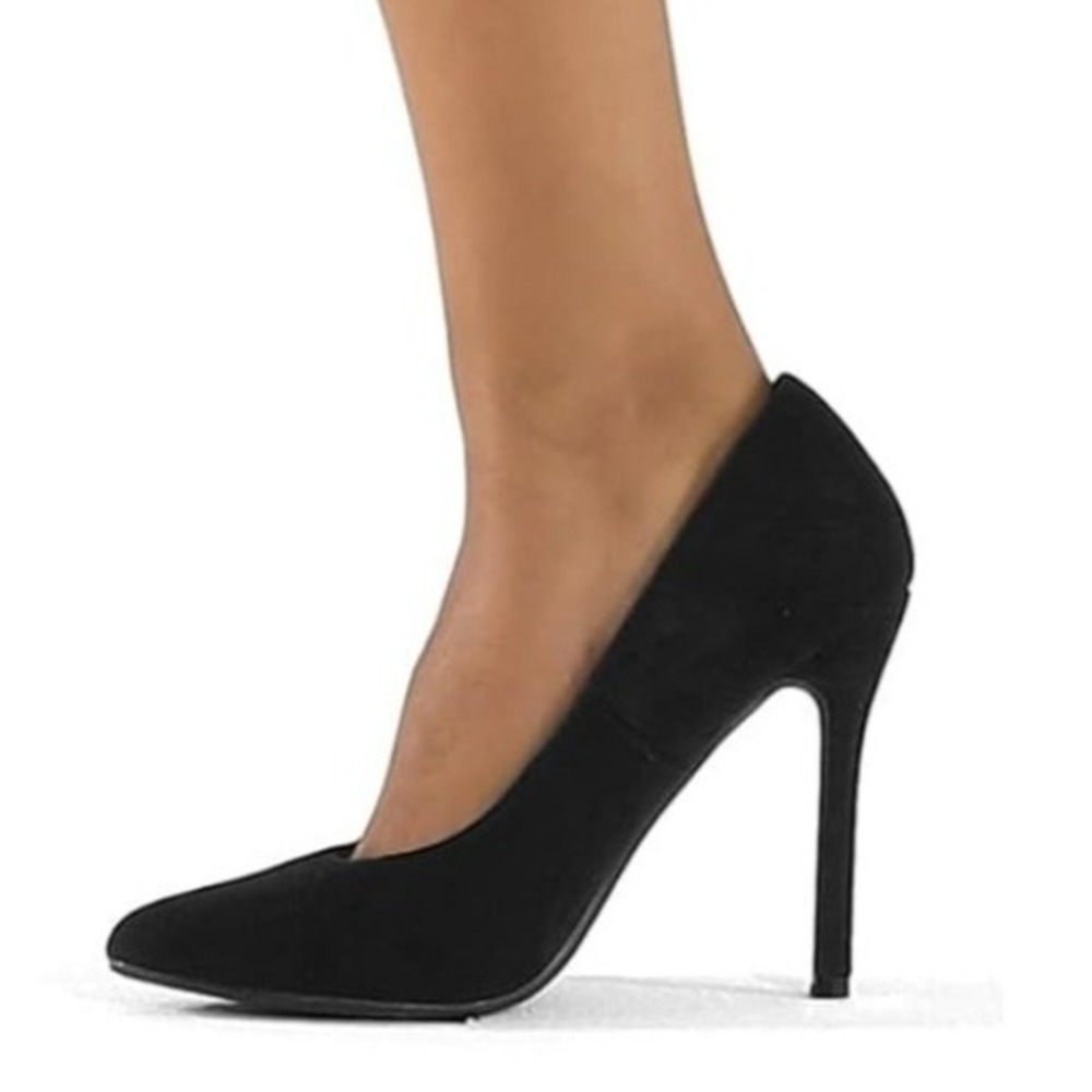 Mysoft Womens Black Faux Suede Pointed Toe Stiletto Pumps High‎ Heels Size 6